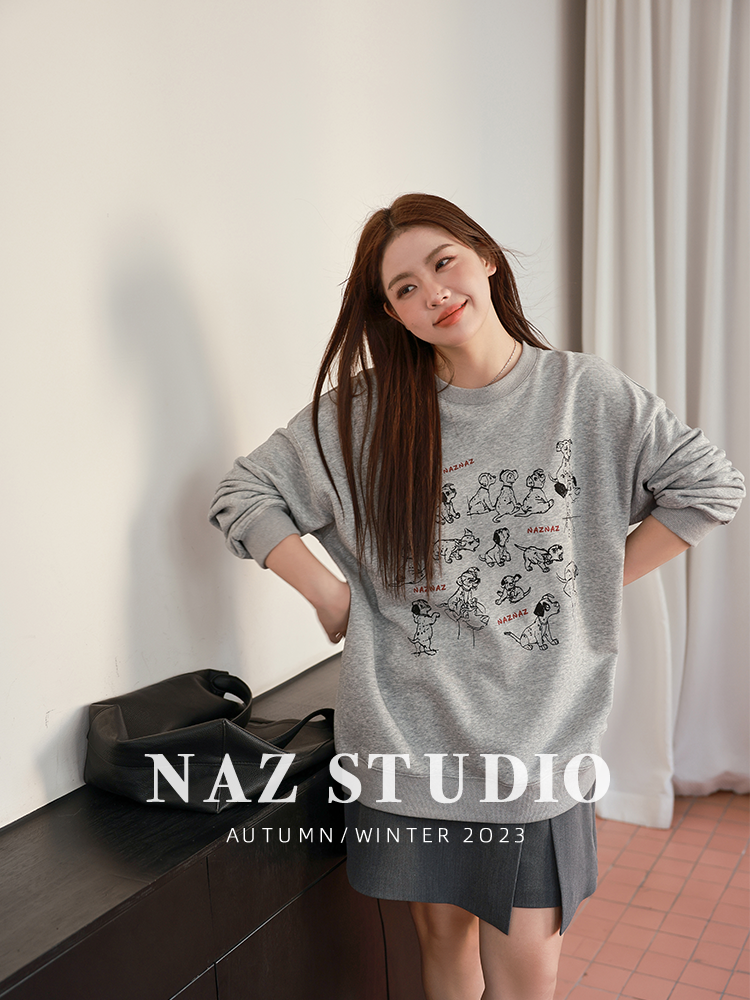 2023新款華棉複合薄款310克/加絨410克 秋冬裝衛衣女印花寬鬆大碼