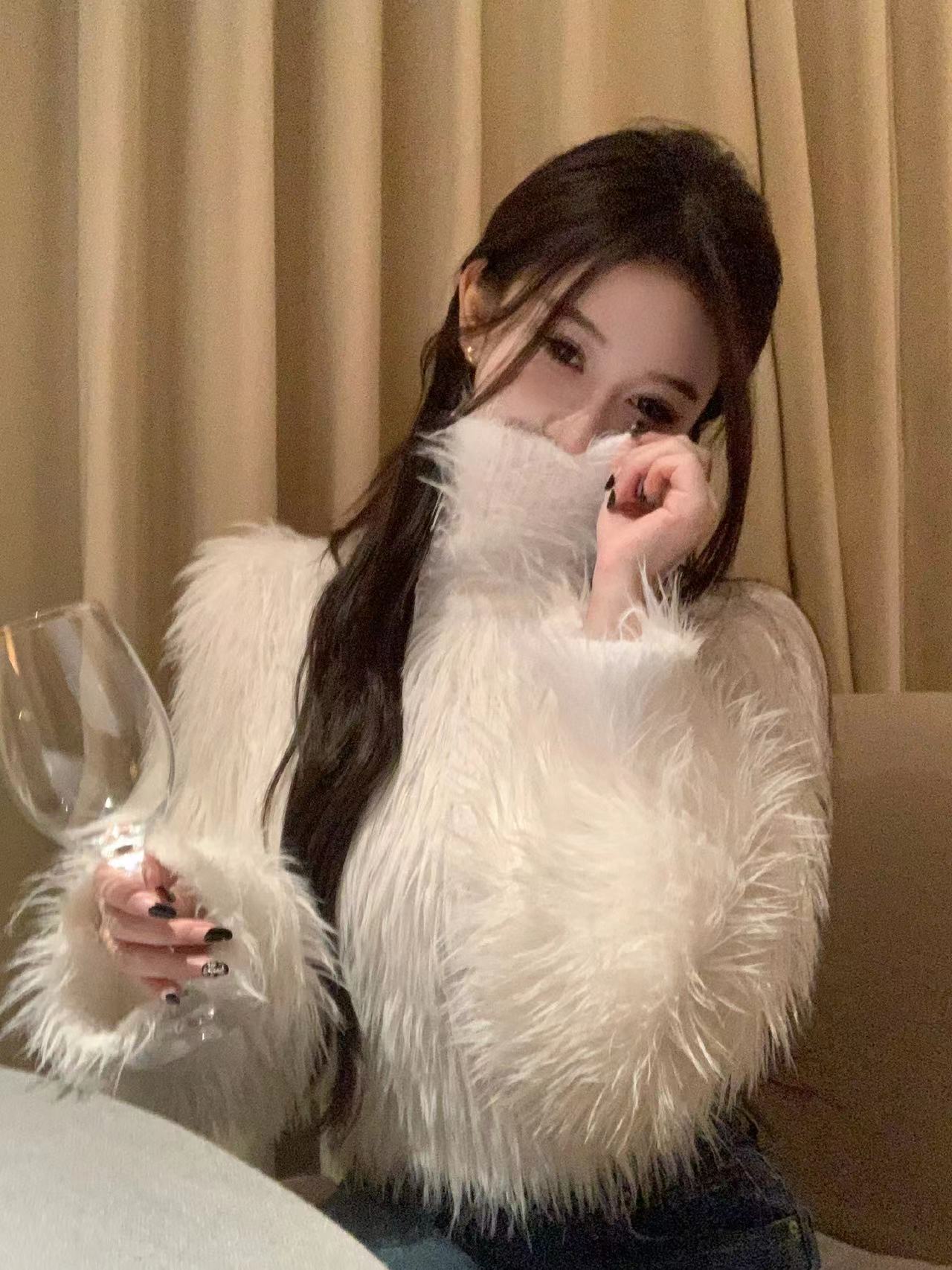 Korean style half turtleneck long-sleeved sweater for women in autumn pure lust style sexy waist slimming slim design short top
