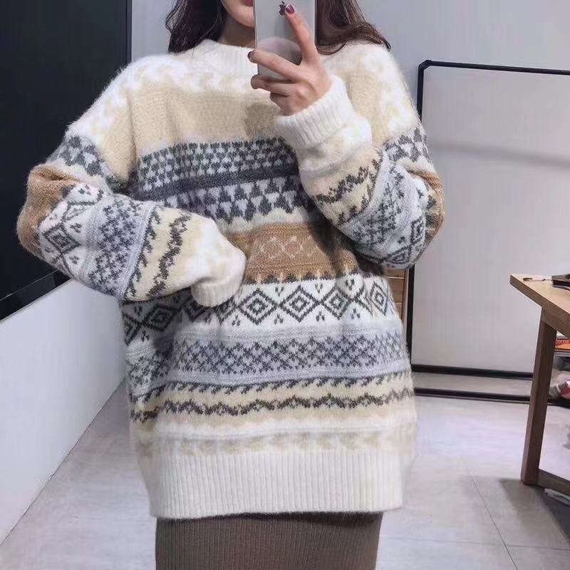 Autumn and winter Hong Kong style ins loose trendy clothing retro sweater
