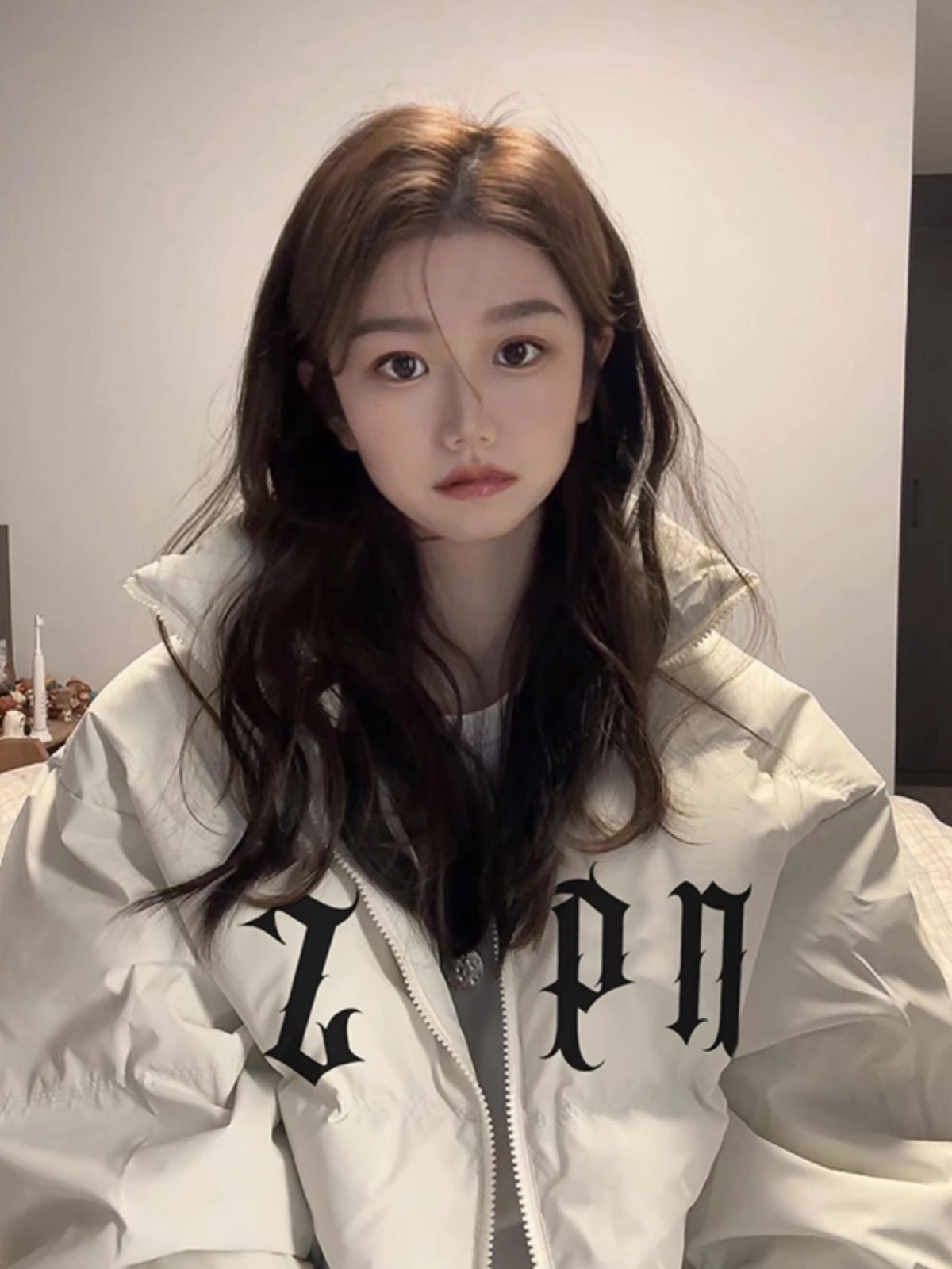 手塞棉棉服冬季新款寬鬆加厚棉衣麵包服印花外套女