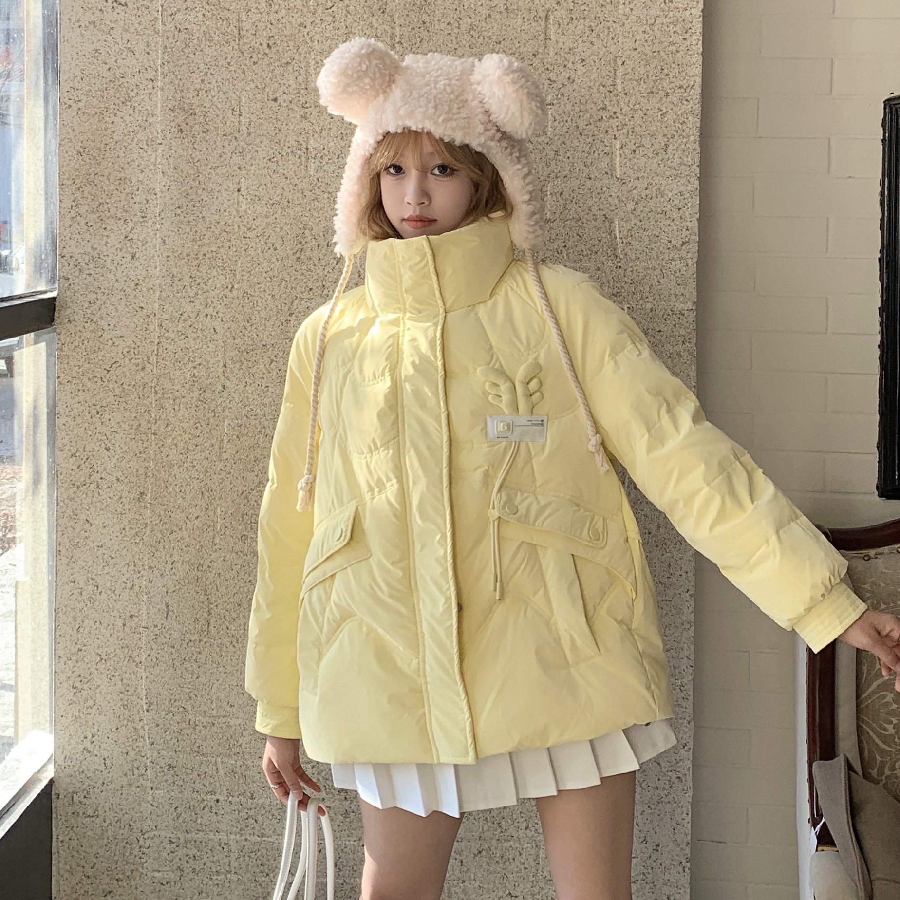 Beautiful Wardrobe White Duck Down Jacket Women's Stand Collar Korean Style Loose Ins College Style Down Thick Jacket