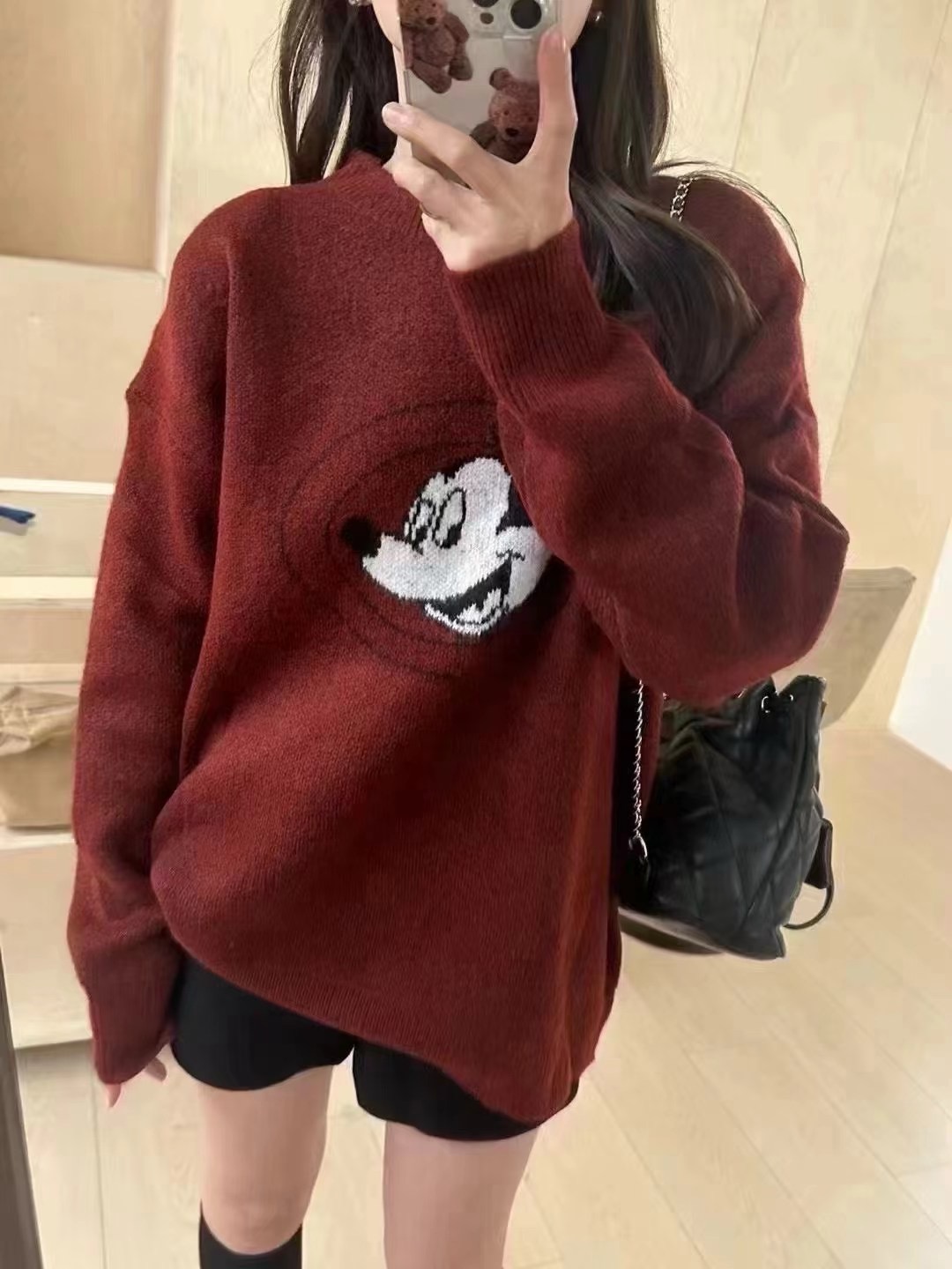 卡通動漫寬鬆大碼女套頭中長款毛衣秋冬慵懶風厚實軟糯針織衫上衣