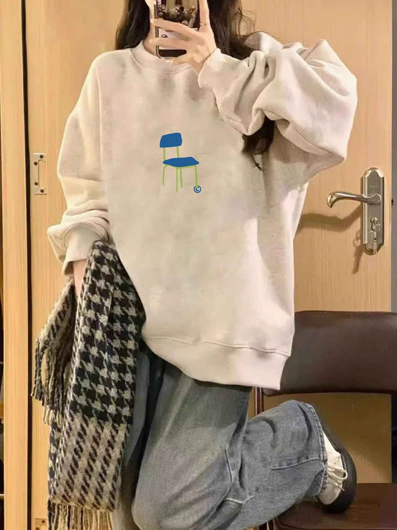 防棉華棉複合牛奶絲300克/銀狐絨400克圓領衛衣女