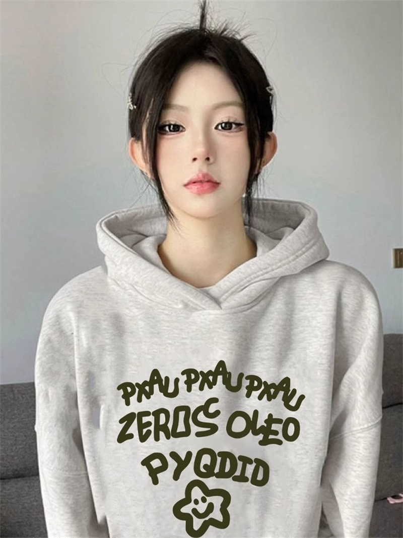 防棉華棉複合牛奶絲300克/銀狐絨400克連帽衛衣女