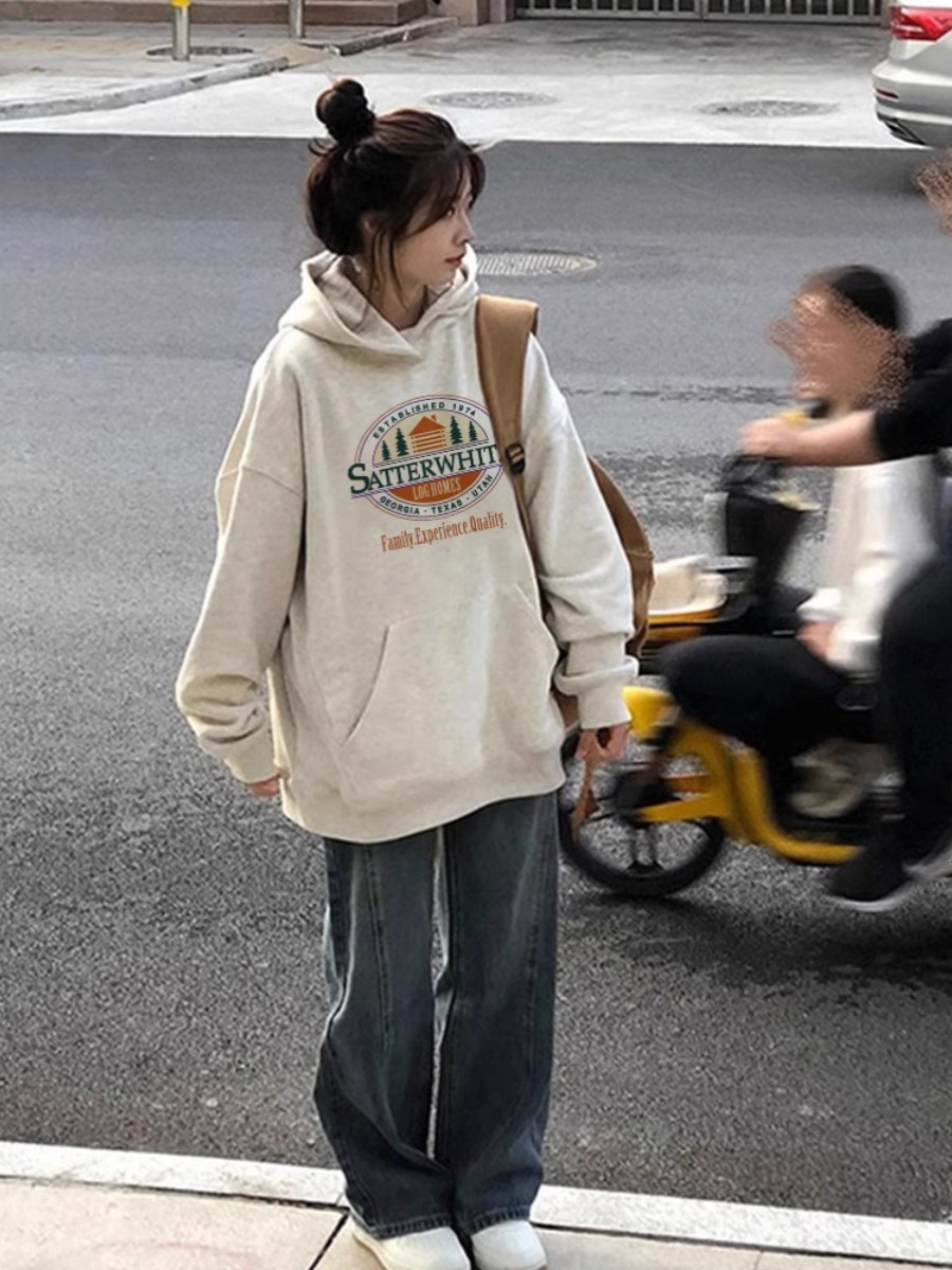 防棉華棉複合牛奶絲300克/銀狐絨400克連帽衛衣女