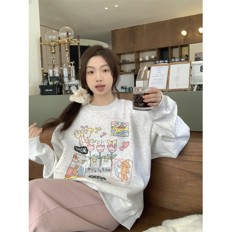 外單專供-華棉複合薄款310克/加絨410克2024秋冬裝衛衣女印花