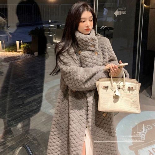 High-end lamb plush fur coat, women's coat top, thickened winter style, pure desire, small fragrance
