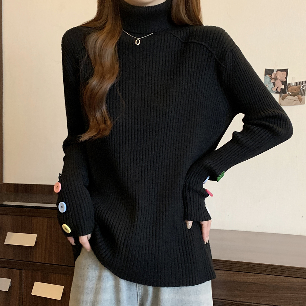 實拍大碼女裝2023冬季胖mm高領軟糯打底毛衣寬鬆遮肉針織衫上衣