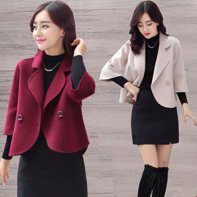 2023 new autumn and winter Korean style women's woolen short coat fashion suit slim short woolen suit