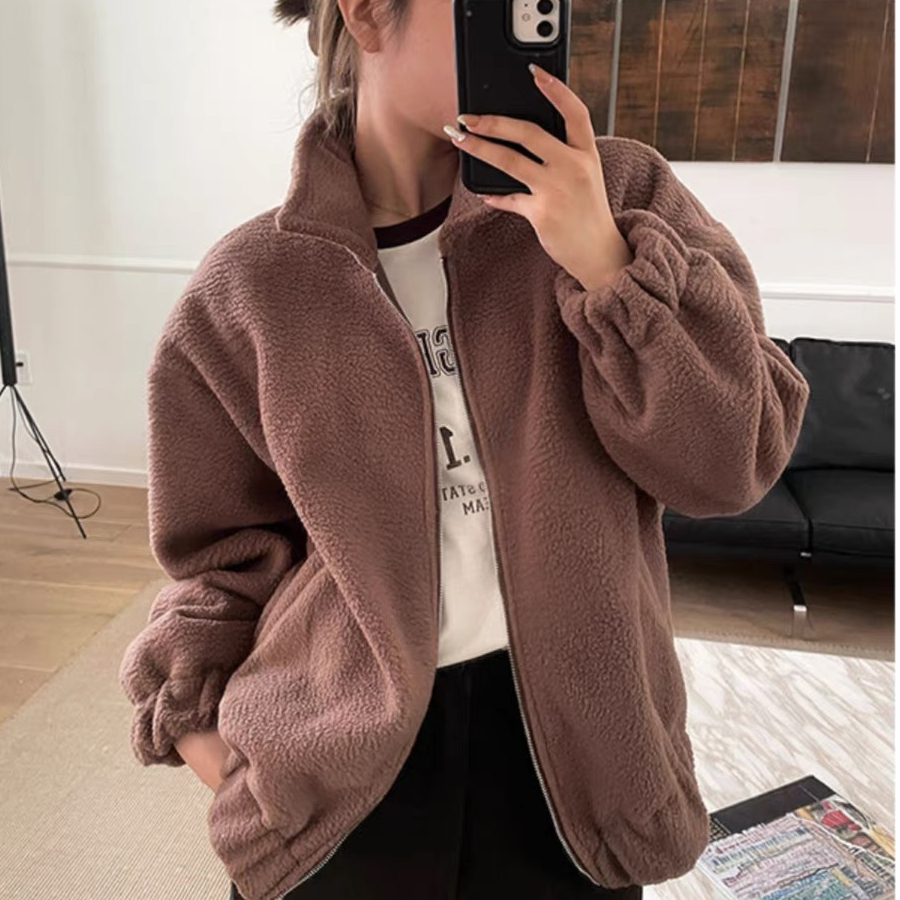 Lamb fleece jacket for women 2023 Korean style Dongdaemun new autumn and winter clothing new Korean style casual loose top
