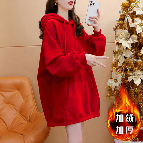 首发新年衣服双帽华棉复合贝贝绒加绒连帽卫衣外套女