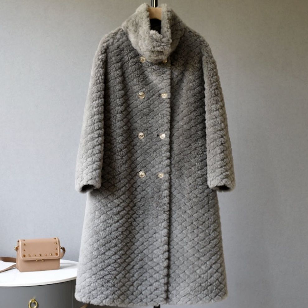 2023 New Autumn and Winter New Fur One-piece Fur Jacket Korean Style Temperament Mid-Length Sheep Shear Coat Plus Size Women