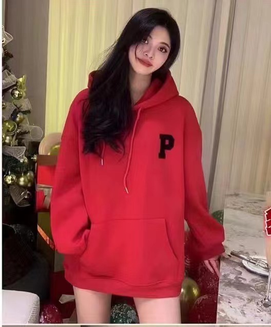 2023秋冬新款網紅款嬰兒絨連帽長袖衛衣休閒百搭上衣女