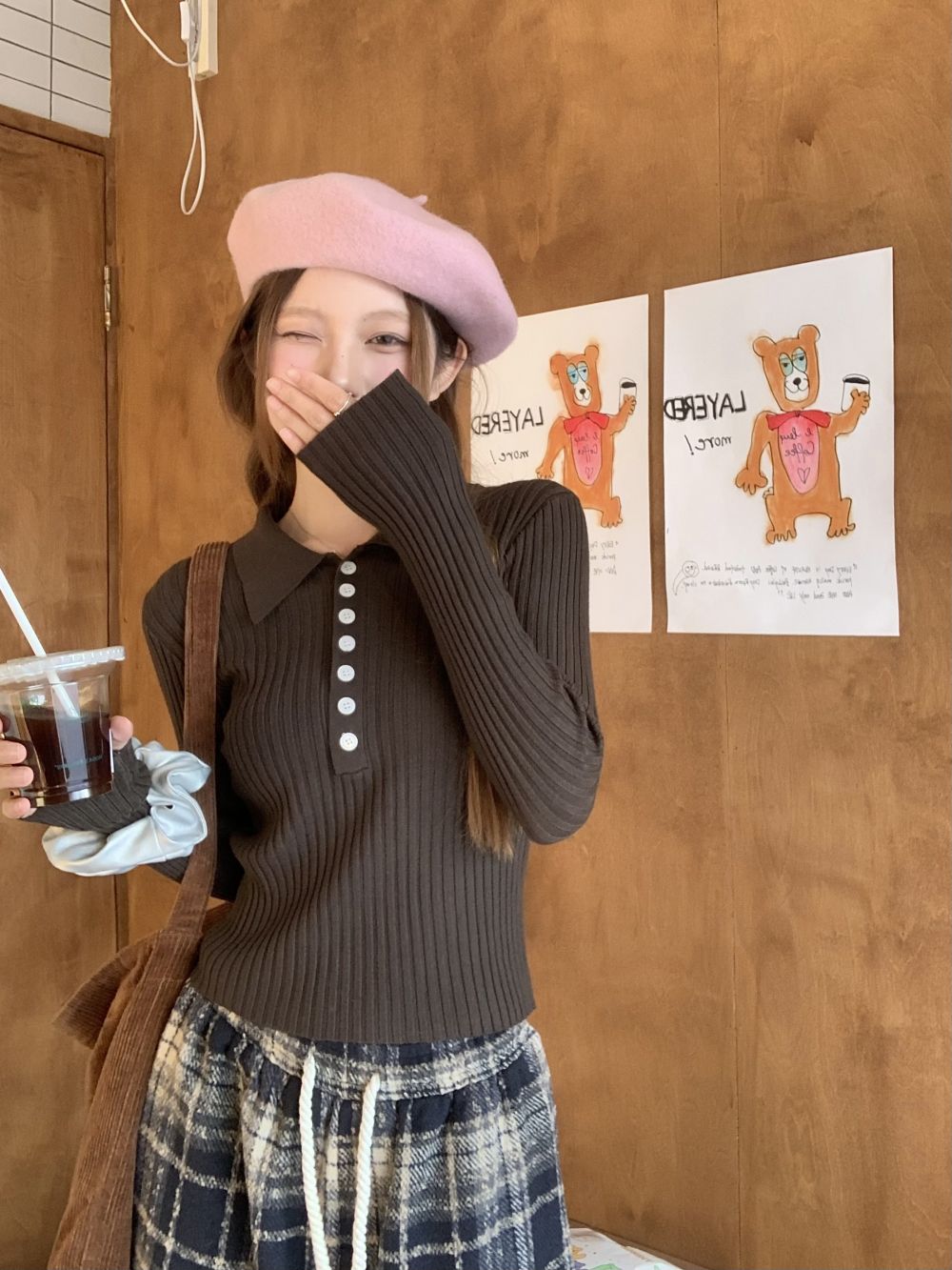 實拍三標齊美拉德美式polo領針織衫女修身甜辣上衣