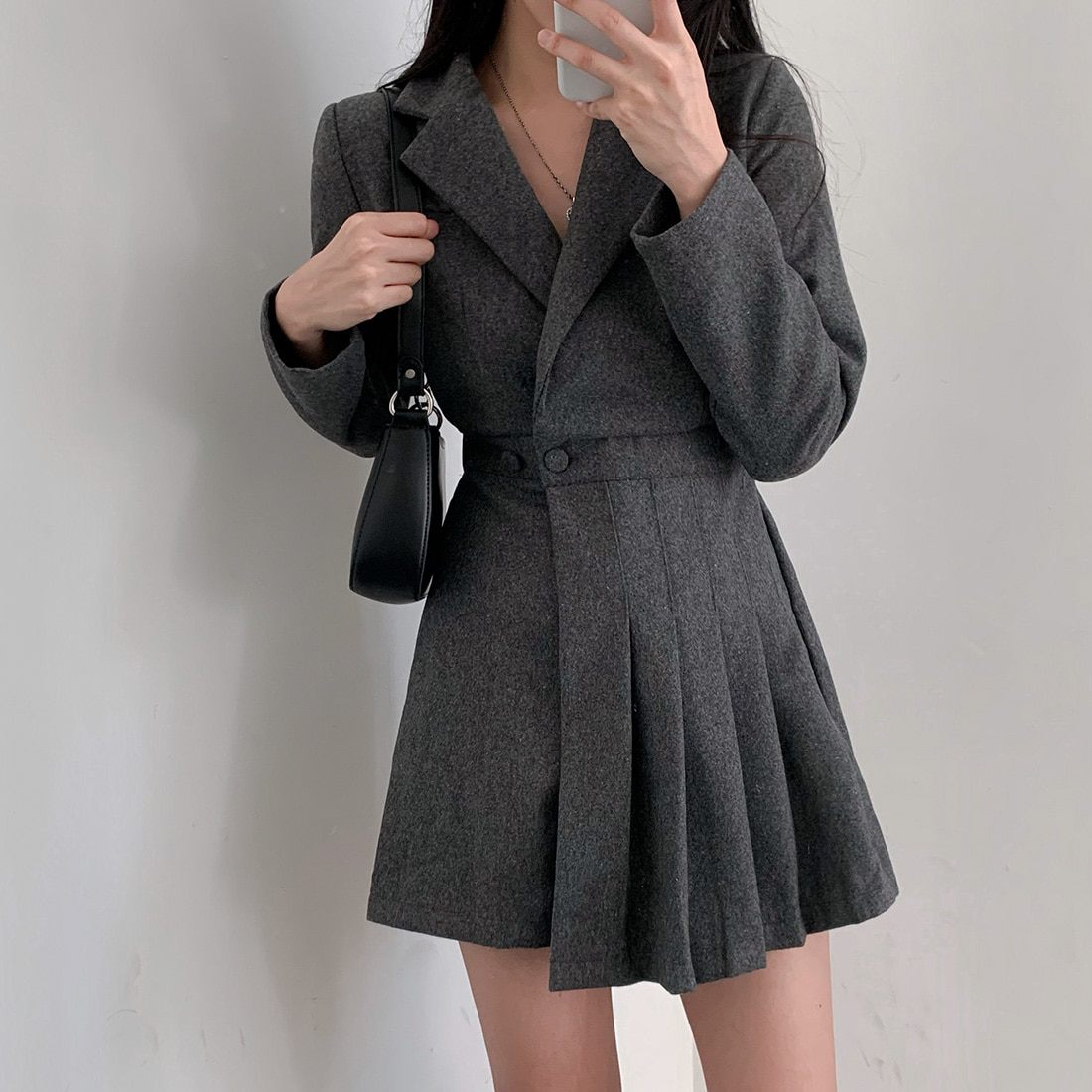 Korean chic winter new French retro suit woolen jumpsuit