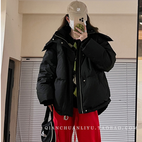 Real shot of women's cotton coat, Korean style short bread coat, small person, large size, Hong Kong style loose down jacket, student fat MM