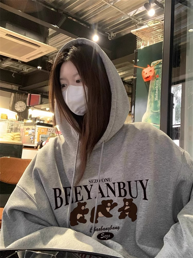 防棉華棉複合牛奶絲300克/銀狐絨400克連帽衛衣女
