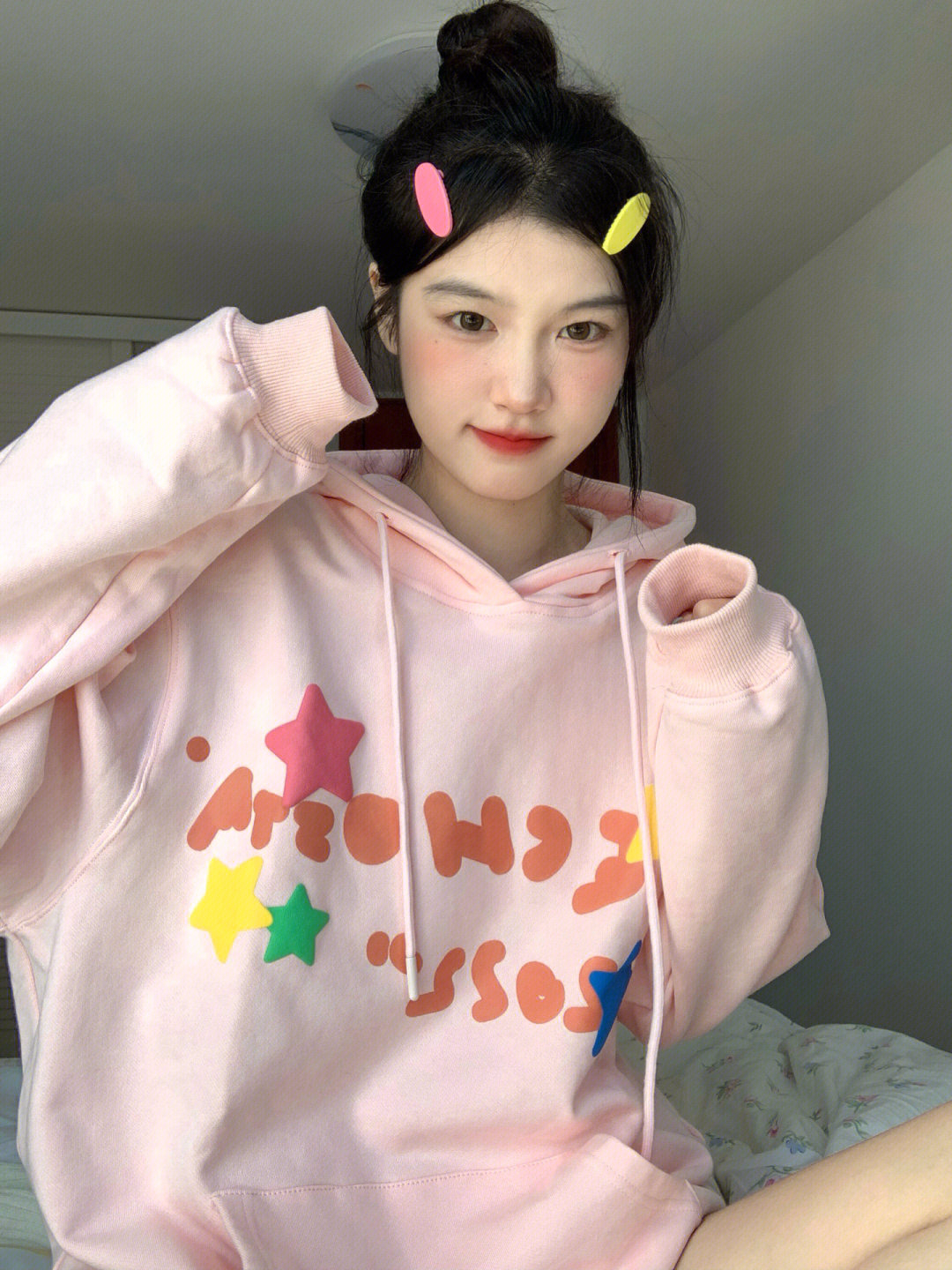 加絨250g 美式時尚印花設計慵懶風寬鬆連帽衛衣
