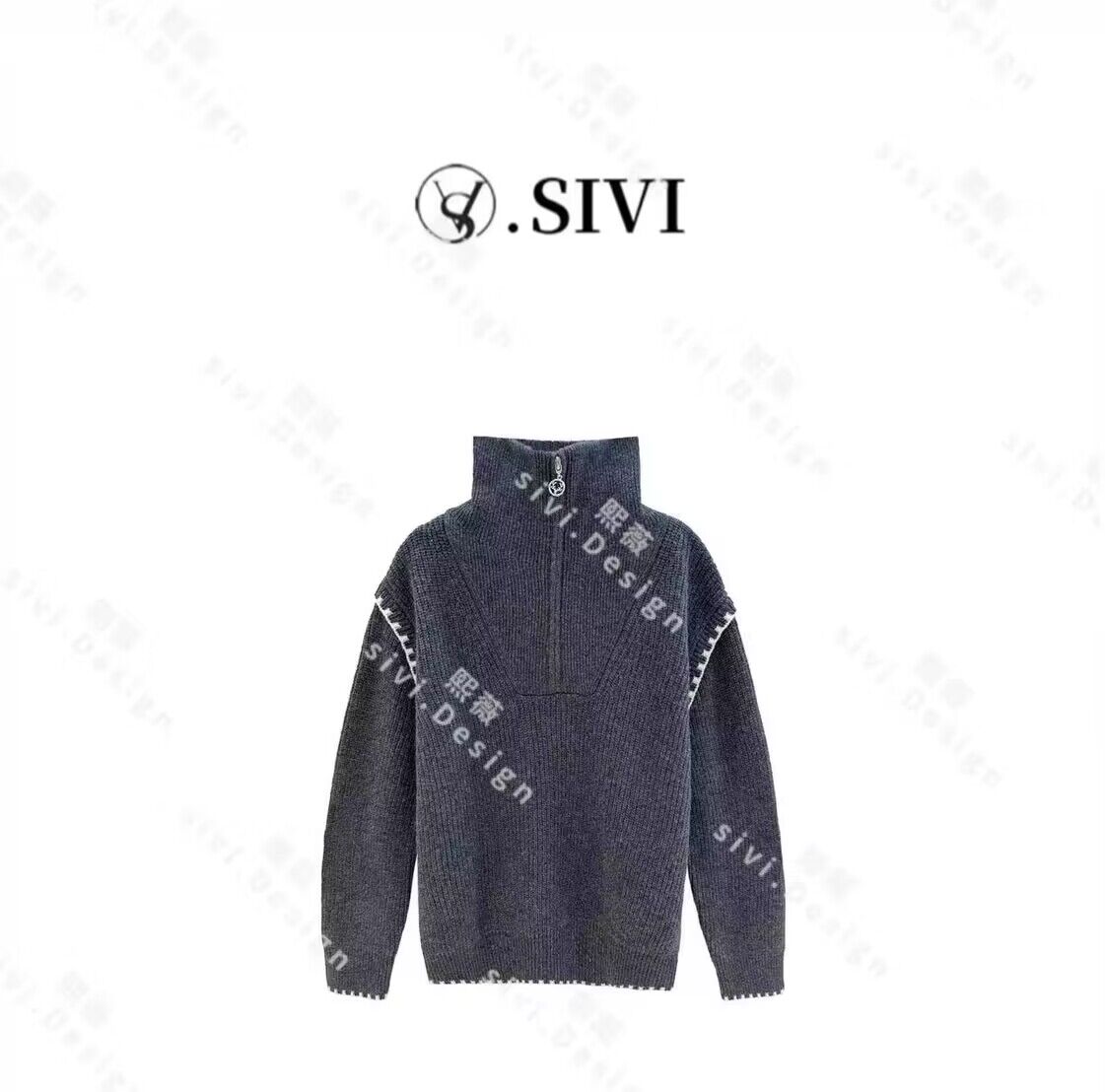 SIVI朝朝暮暮2023冬季新款小眾高級感氣質毛衣修身女上衣F2438