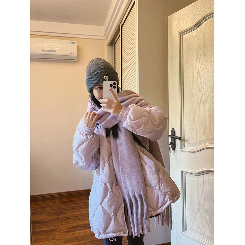 Lined lattice thin cotton coat for women in winter thickened bread coat coat cotton-padded jacket top for women