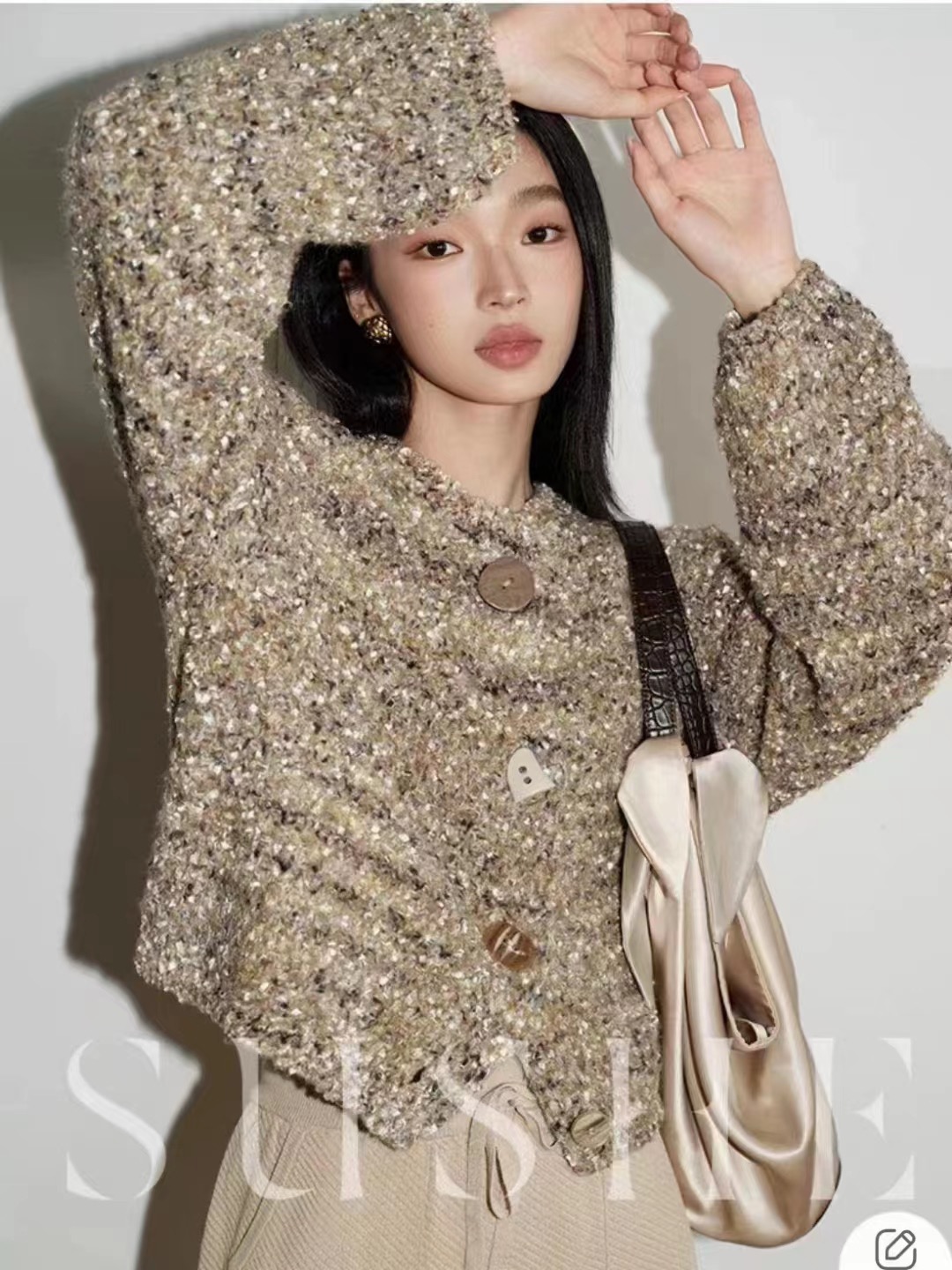 慵懶風毛衣女款2023新款短款小個子別致漂亮上衣
