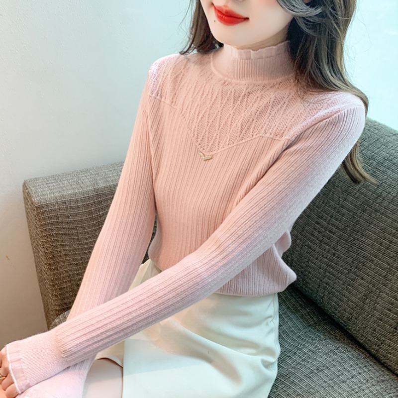 獨特上衣超好看針織打底衫2023新款女秋冬季氣質減齡漂亮內搭小衫