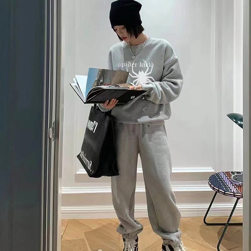 套裝女純欲風外穿春秋款可愛年輕寬鬆休閒時尚運動服兩件套潮