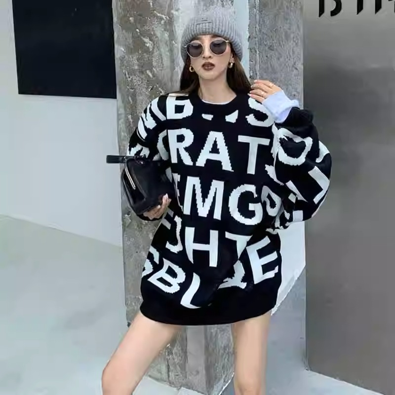 毛衣女秋冬2023新款設計感小眾寬鬆慵懶風中長款針織上衣