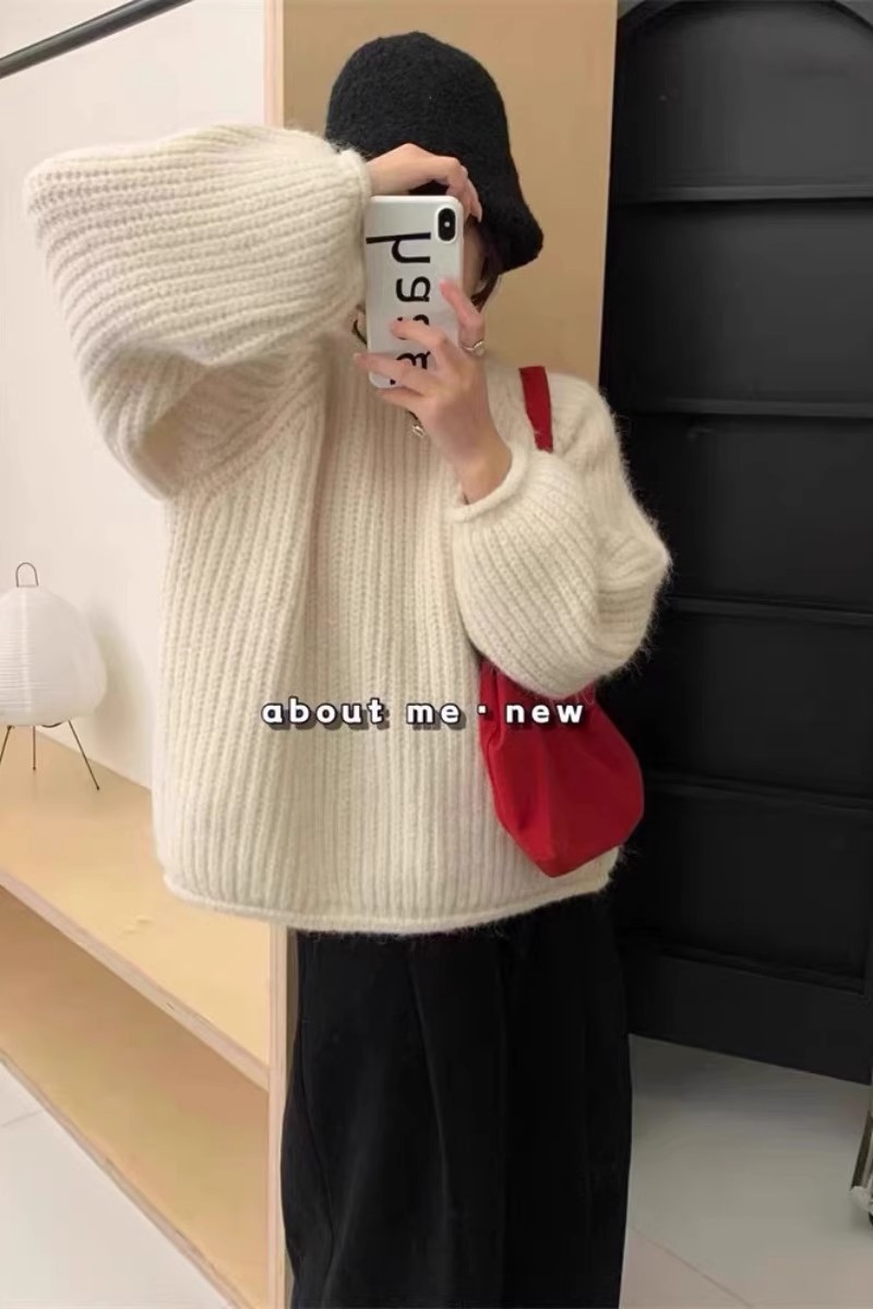 毛衣女款秋冬2023新款粗針高級感超好看韓系慵懶風粗線加厚針織衫