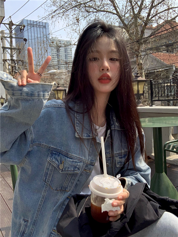實拍純欲辣妹牛仔外套女2023年新款復古設計感小眾上衣外套潮