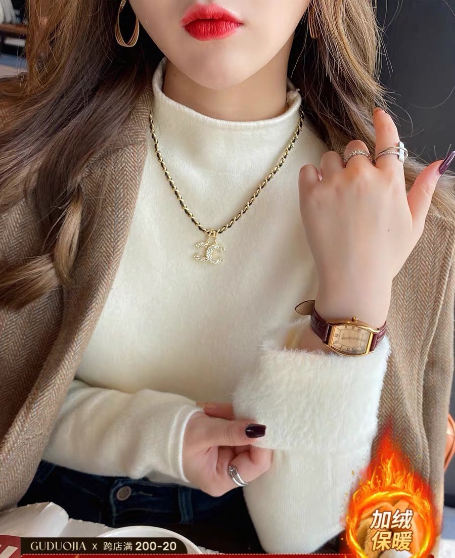 加絨毛衣打底衫女秋冬加厚2023年新款內搭針織套頭保暖一體絨上衣