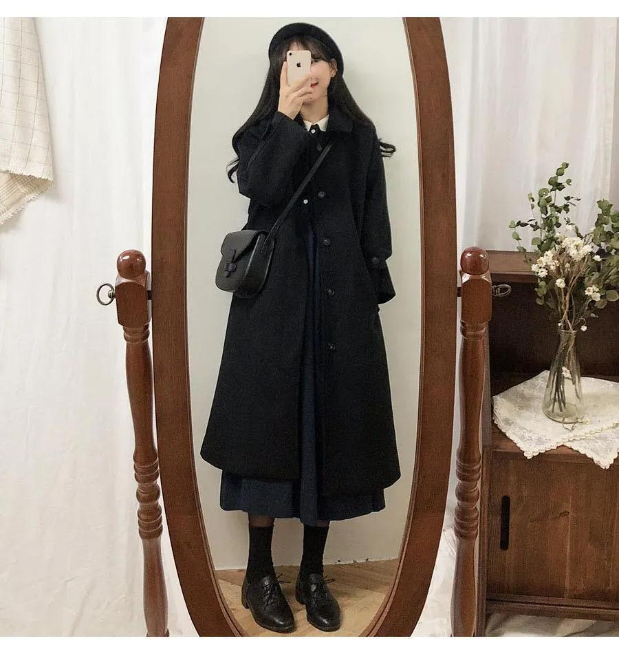Autumn and winter new style Korean style thickened coat Hepburn style 400g thickened stretch woolen coat for women for small people