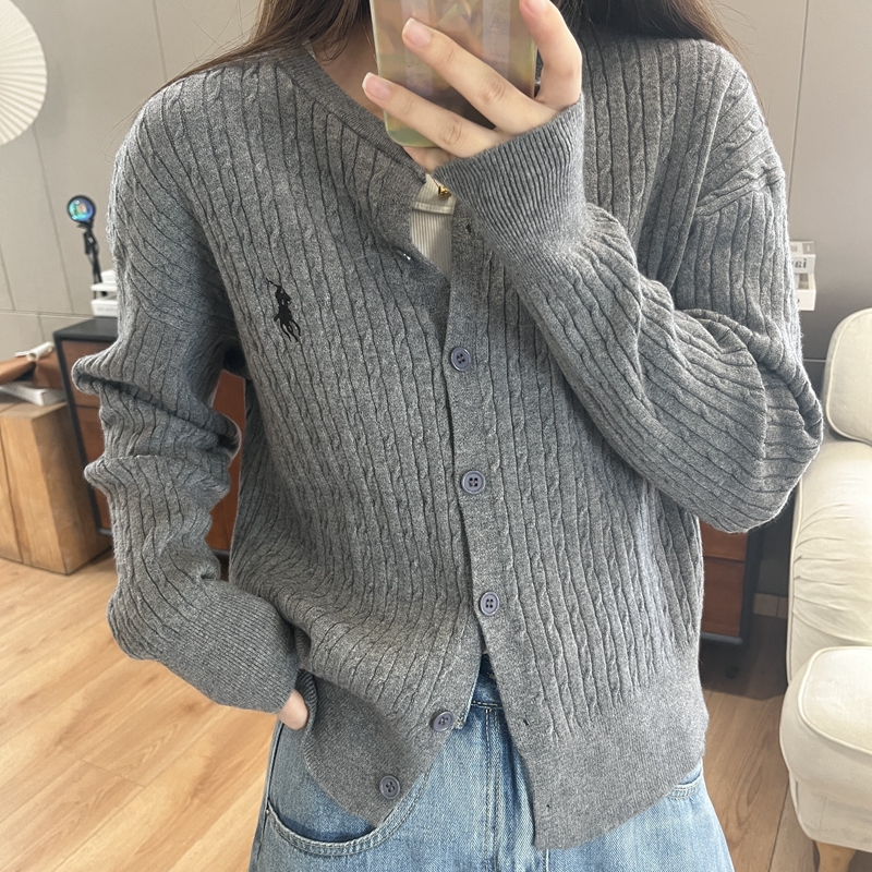 春秋裝刺繡針織衫開衫女秋冬季2023新款麻花毛衣短外套女外搭上衣