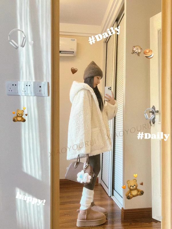 Ouyang lamb wool hooded fur women's winter new fur all-in-one coat thickened loose retro coat