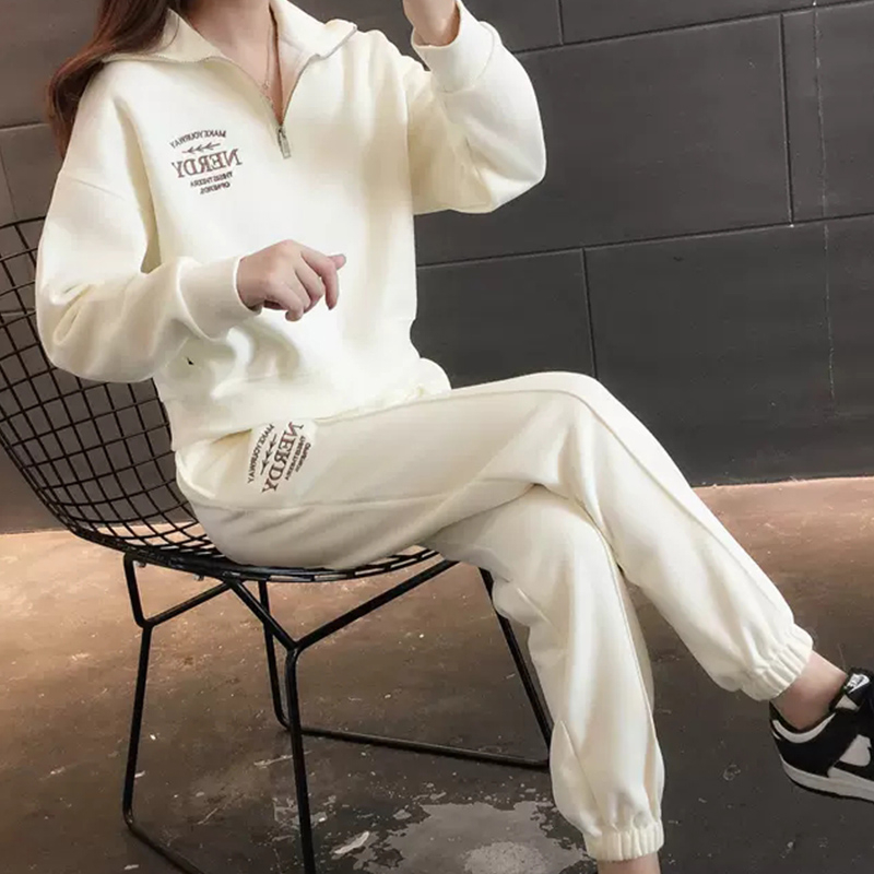 2024初秋季薄款新款休閒時尚寬鬆運動服兩件套裝女士洋氣時髦衛衣