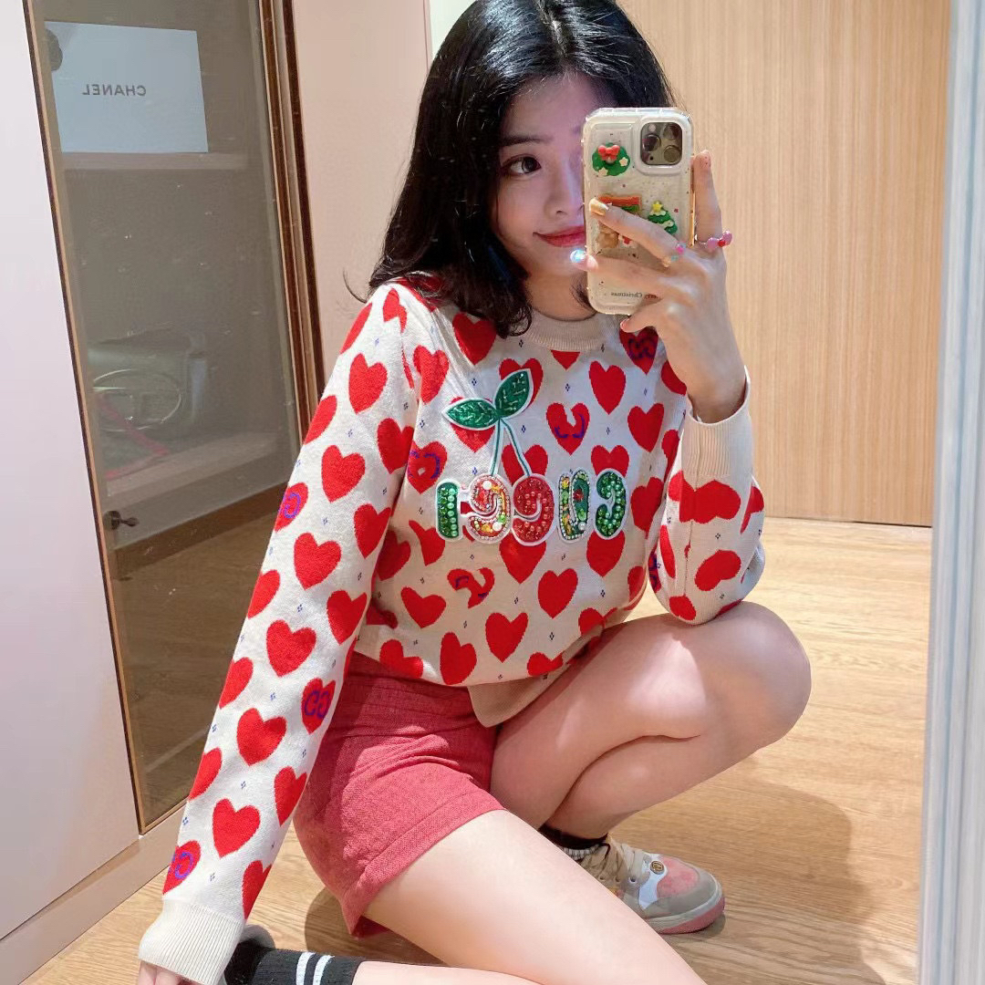 愛心提花針織套頭衫女粉色甜美修身內搭上衣看款加微w18318013116