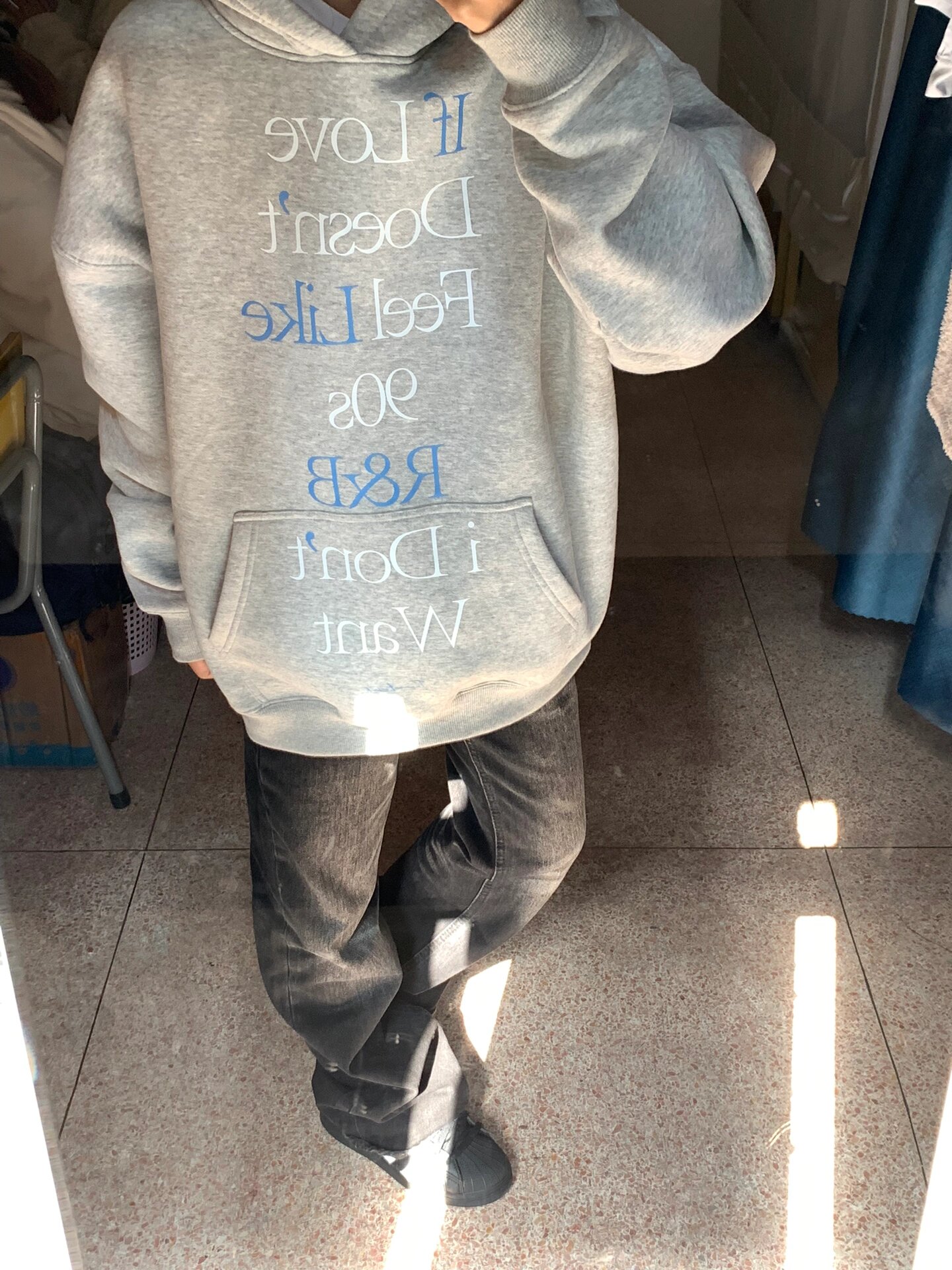 美式復古灰色衛衣女秋冬寬鬆潮牌慵懶風加絨加厚oversize連帽外套