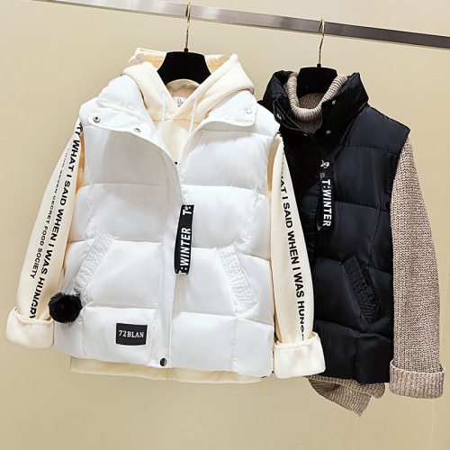 2024 autumn and winter new style short cotton vest for female students Korean version youth thickened cotton vest jacket vest