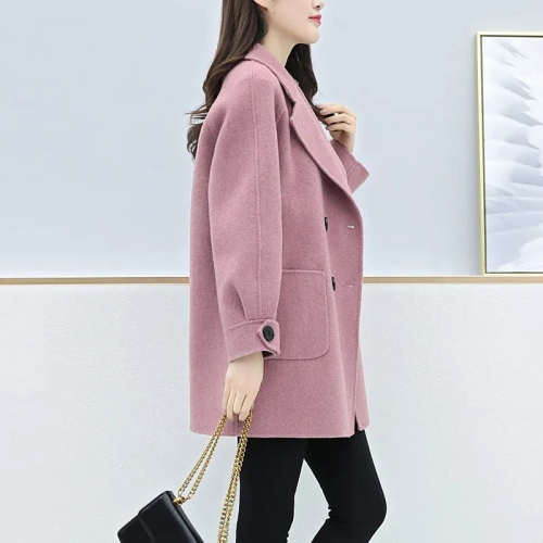 2023 new autumn and winter woolen coats for women, large size, loose, slim, medium and long, woolen coats for small people