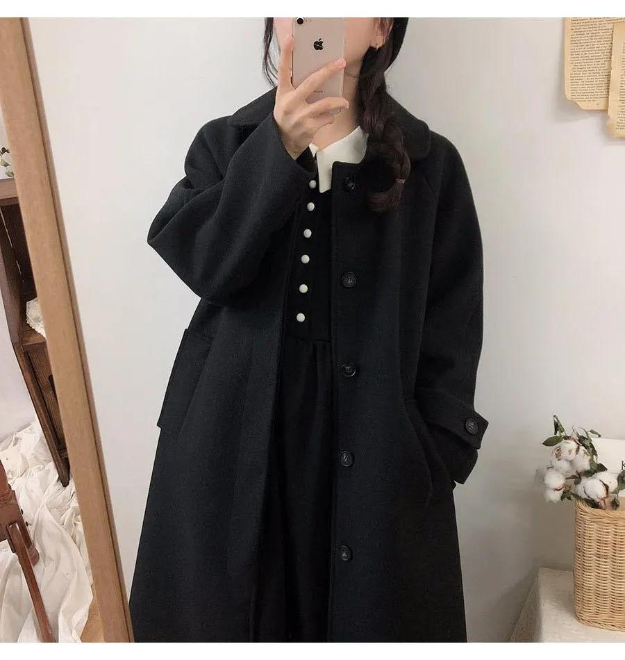 400g thickened stretchy woolen coat for women Hepburn style autumn and winter new style small Korean style thickened coat