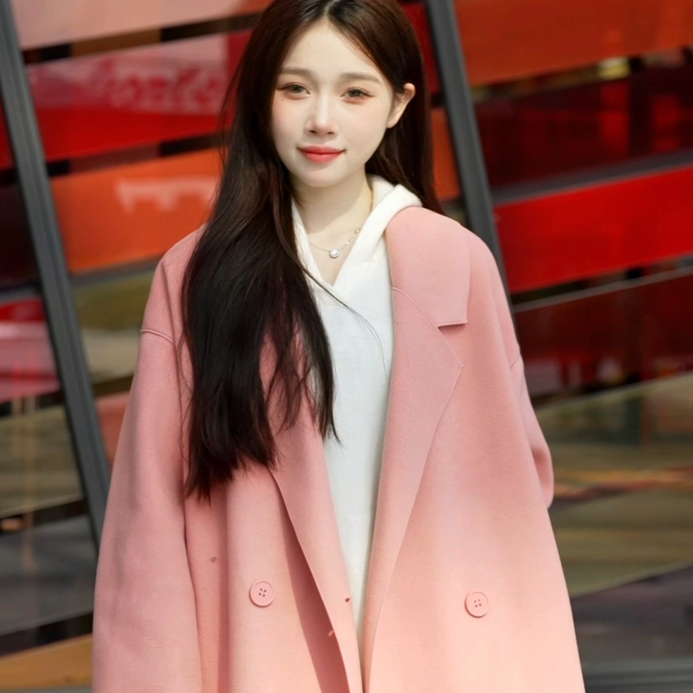2023 New Off-Season Woolen Coat Women's Over-the-Knee Mid-Length Small Style Simple Temperament Light Luxury Style Coat