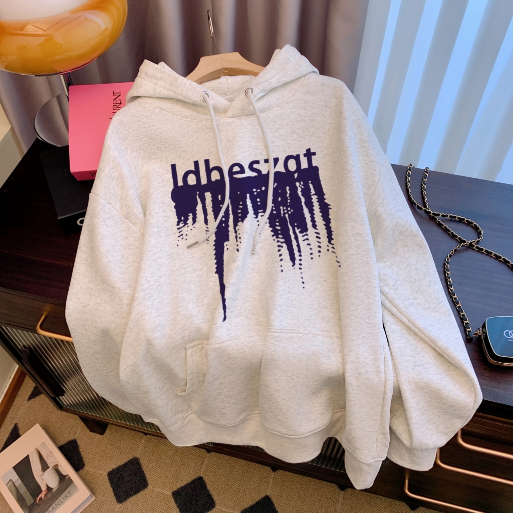 Actual shot of Huamian Thin 310g/Fleece 410g Autumn and Winter Sweater Women's Printed Large Size Women's Wear