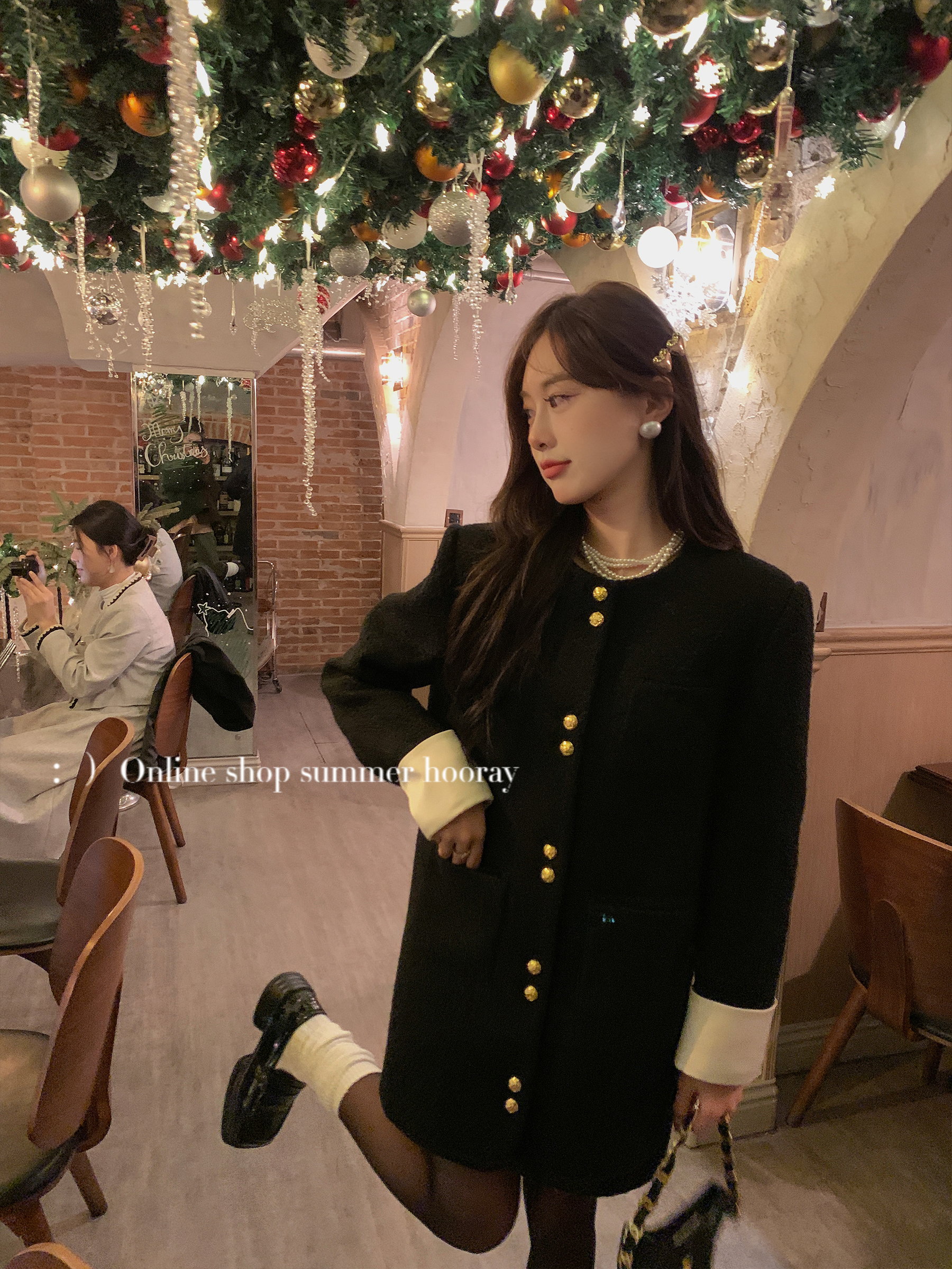 Xia Tian's warlord daughter's autumn and winter quilted and thickened elegant lady's mid-length roll-sleeved small fragrant style jacket for women