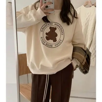 Thin, velvet sweatshirt for women spring and autumn Korean version oversize hooded thin jacket ins trendy student loose