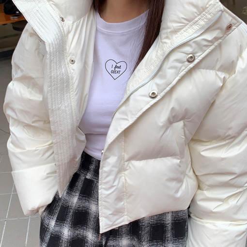 Stand-up collar loose short down jacket for small people trendy bread coat for women