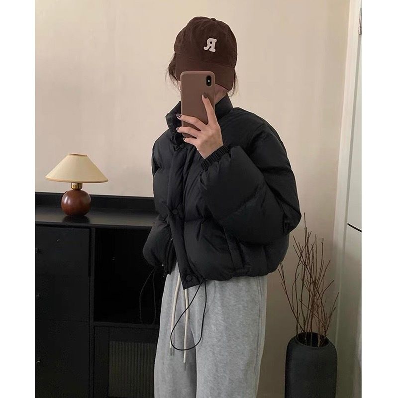 短款黑色棉服女冬季外套棉襖棉衣新款小個子加厚麵包服潮