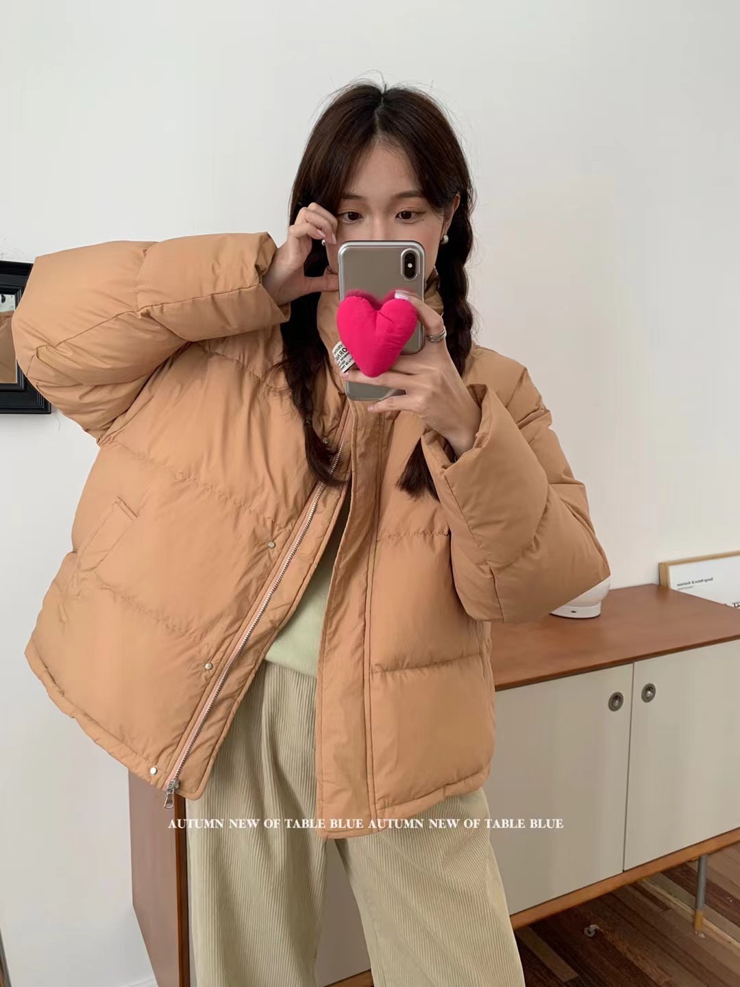 table blue2023 winter style new style stand collar versatile zipper white duck down warm down jacket trendy