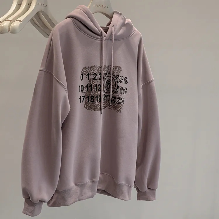 Autumn and winter new style high-end loose pullover plus velvet hooded loose sweatshirt for women