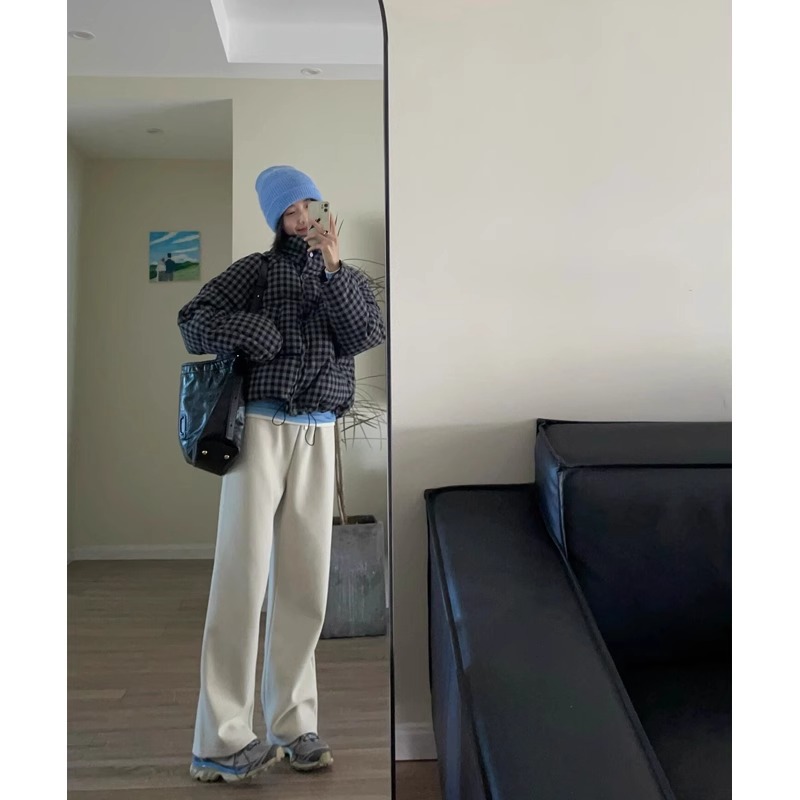 Short plaid cotton coat for women, winter coat, cotton jacket, 2023 new Korean style outfit, high-end and super nice-looking
