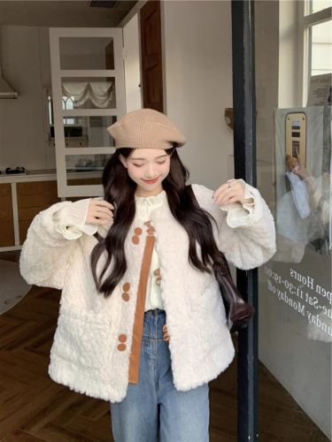 Korean soft fur coat for women winter  new thickened high-end design loose long-sleeved cotton coat